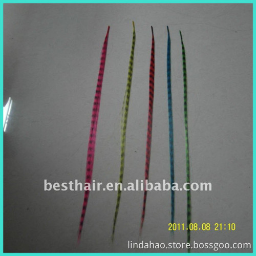 2011 hot sale thin striped synthetic feather hair extension